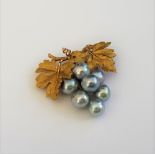 A cultured pearl brooch by Buccellati,