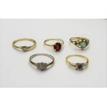 A gold and platinum, sapphire and diamond set square cluster ring, detailed PLAT 18,