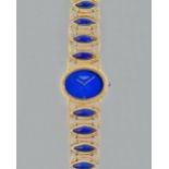 A Patek Philippe gold and lapis lazuli lady's dress bracelet wristwatch,