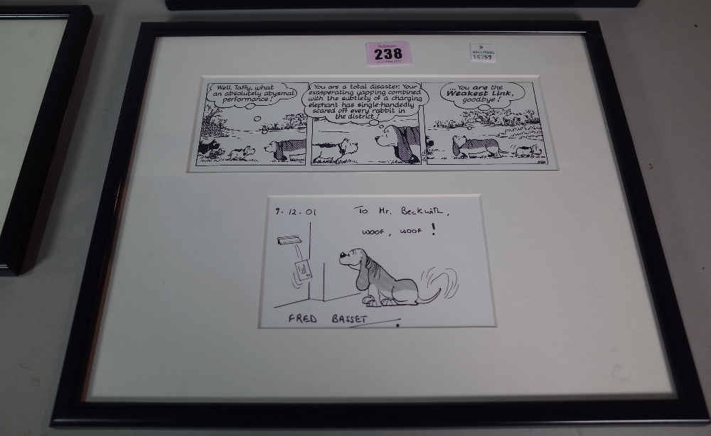 Fred Basset; six cartoons by artist Alex Graham, framed and glazed, (6). - Image 3 of 5