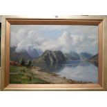 Tulle Richardson (19th/20th century), Lake scene, oil on canvas, signed, 51cm x 77cm.