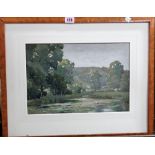 C. Jeffcock (20th century), Wooded river scene, watercolour, signed and dated 1925, 24cm x 35cm.