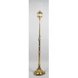 A gilt metal mounted brass standard lamp, early 20th century,