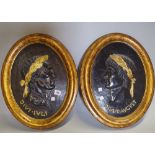 A pair of modern giltwood oval panels,