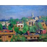 Carl Felkel (1896-1973), London roofline, oil on canvas, signed, 41.5cm x 54.5cm.