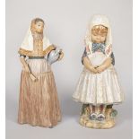Two Lladro matte glaze figures, one modelled as a young Spanish girl holding a fan and jug, 34.