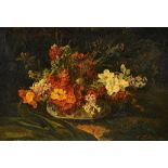 Victor Leclaire (1830-1885), Still life of flowers, oil on panel, signed and dated 1874,