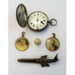 A silver cased, key wind, hunting cased pocket watch, the gilt fusee movement detailed Wm Knight,