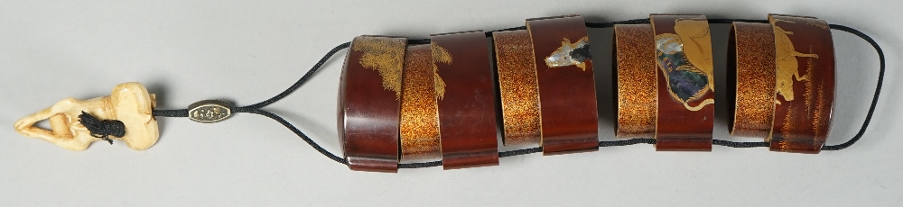 A Japanese brown- ground four-case inro, 19th century, - Image 6 of 6