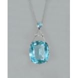 An aquamarine and diamond pendant necklace,