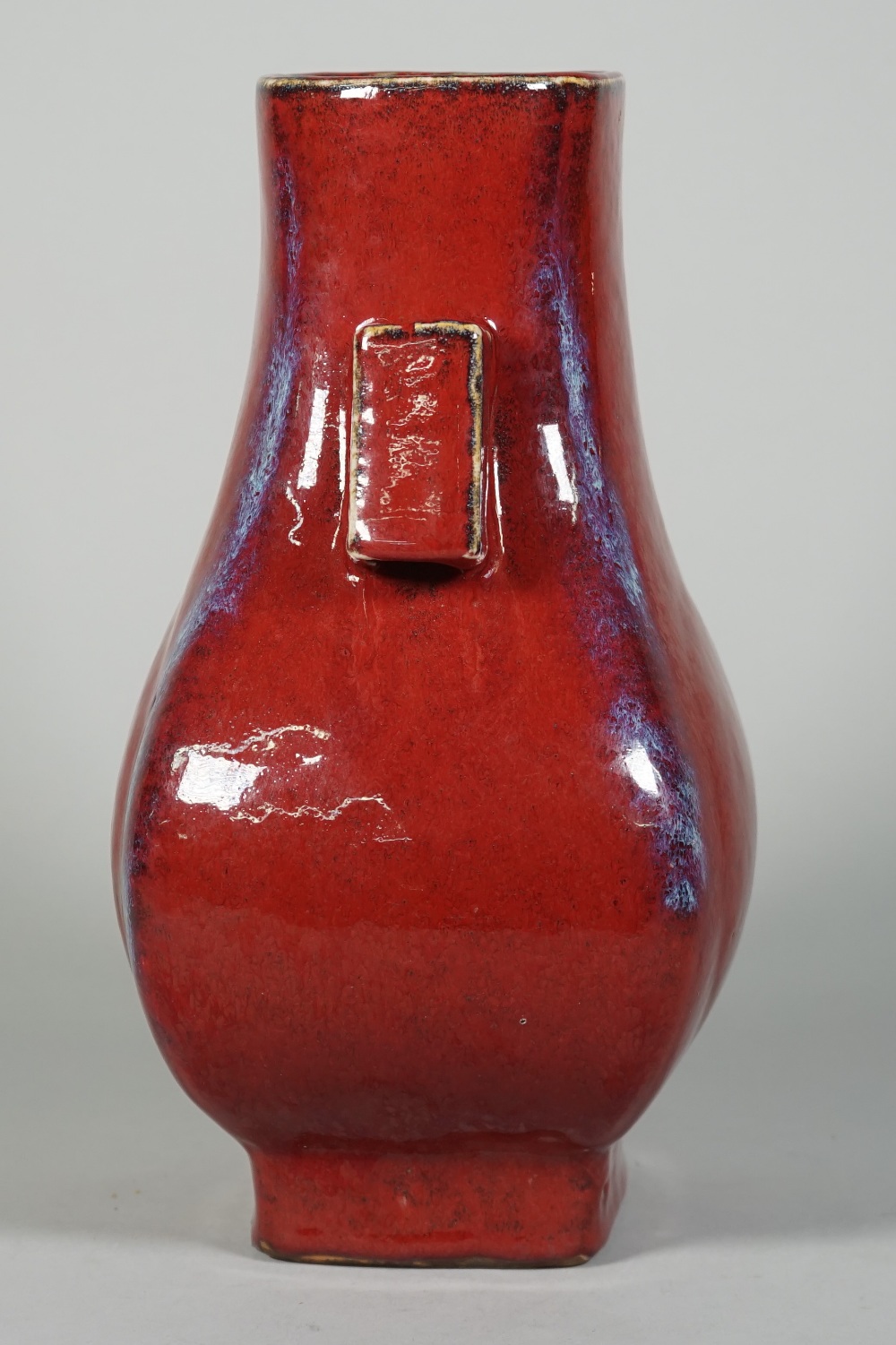 A Chinese flambé vase ( Hu), Yongzheng seal mark but later, of pear form with lug handles, - Image 2 of 5
