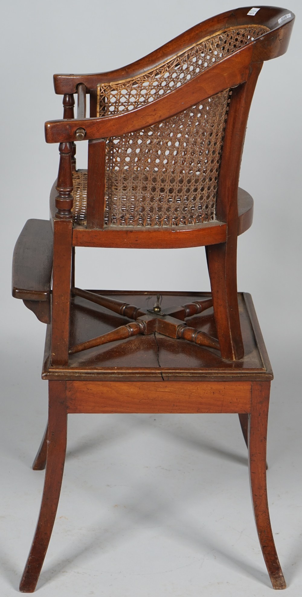 A Regency mahogany and cane tub back child's chair and stand, 47cm wide x 89cm high. - Image 3 of 3