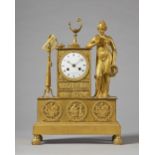 An Empire ormolu mantel clock Signed Le Roy, Paris Modelled with a standing female figure reading,