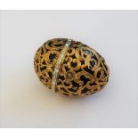 A 19th century gold mounted egg-shaped bloodstone perfume bottle and cover,