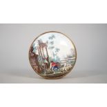 A French circular enamel box and cover, late 18th century,