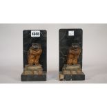 A pair of Austrian cold painted bronze 'owl' bookends, early 20th century,