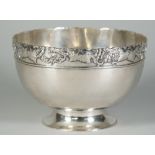 A Chinese export silver bowl, mark of Zeewo, 20th century, circular form on waisted foot,