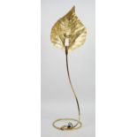 A Tomasso Barbi brass single leaf Italian floor lamp, circa 1970s,