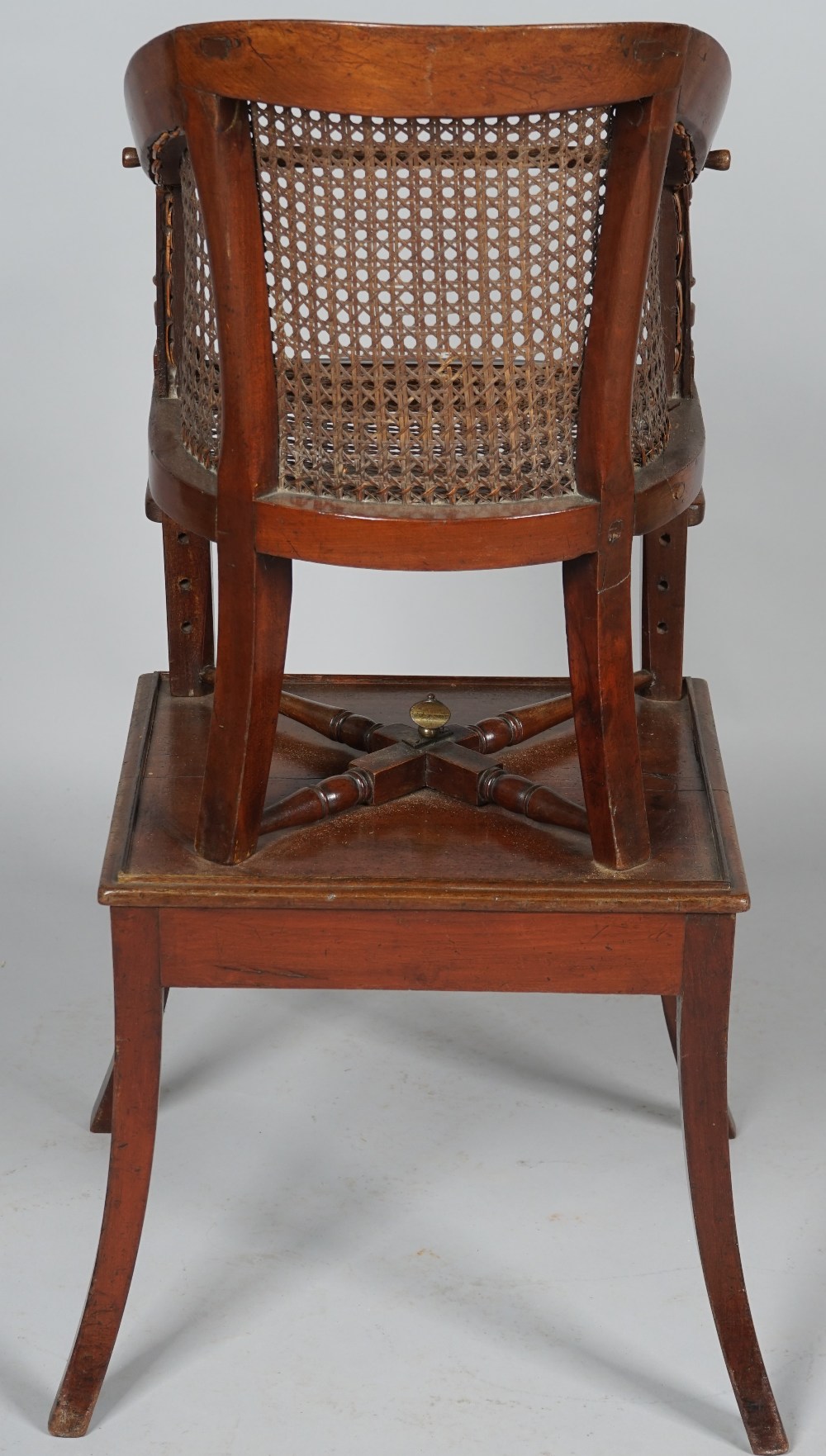 A Regency mahogany and cane tub back child's chair and stand, 47cm wide x 89cm high. - Image 2 of 3