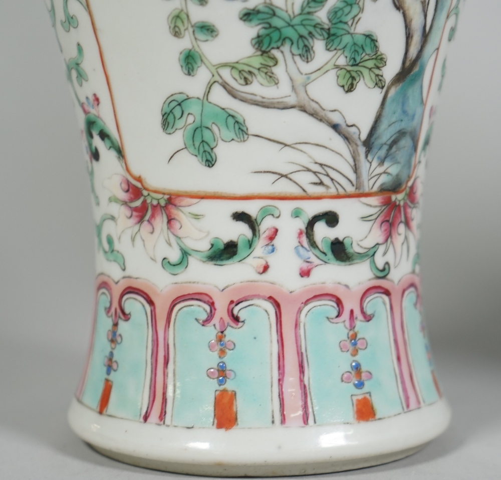 A pair of Chinese famille-rose slender baluster vases, circa 1900, - Image 3 of 16