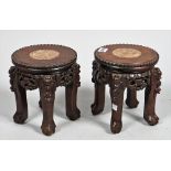 A pair of late 19th century Chinese Bonsai/ miniature jardiniere stands,