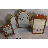 An Art Deco triptych mirror with bevelled edge 41cm wide x 65cm high,