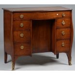 A George III ormolu mounted inlaid mahogany writing desk,