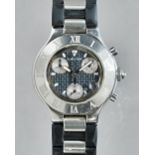 Cartier; a gentleman's Chronoscaph 21 stainless steel wristwatch, model number 2424,