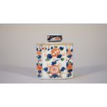 A Chinese verte-Imari canted rectangular tea canister and a cover, Kangxi,