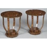 A pair of modern Moorish revival circular occasional tables,