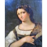 After Sebastiano del Piombo, Portrait of a woman, oil on panel, 19.5cm x 15.5cm.