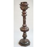 A Chinese bronze jardiniere and stand, of sectional form,
