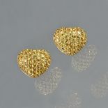 A pair of Theo Fennell 18ct yellow gold and yellow sapphire heart shaped earstuds,