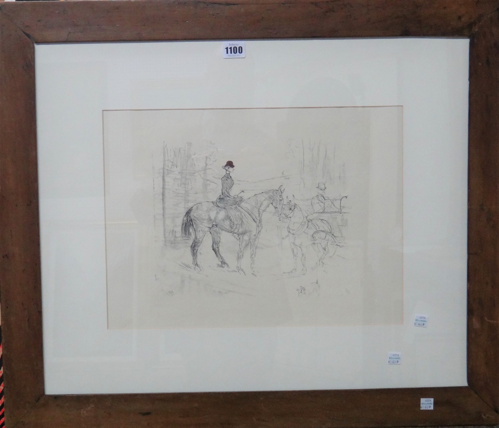 After Henri de Toulouse-Lautrec, Lady on horseback, lithograph, 30.5cm x 41.5cm. - Image 2 of 3