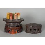 A Chinese brown soapstone seal container and seven seals, 20th century,