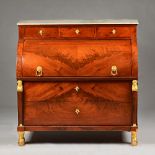 J B D E Manaine; a 19th century gilt metal mounted mahogany cylinder bureau,