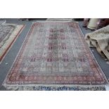 An Indian silk compartment carpet, 273cm x 180cm.