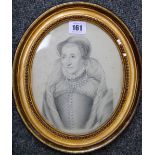 A hand tinted lithograph, possibly of Mary Queen of Scots.