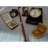 Collectables, including; a 19th century cased travelling barometer,
