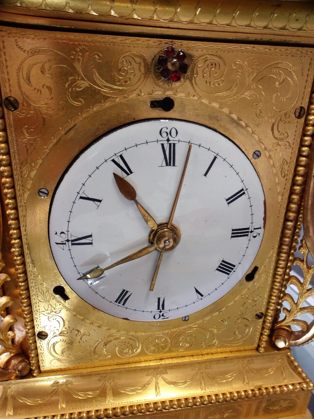 A rare Chinese ormolu and paste-set mantel clock In the style of John Mottram or Henry Borrell, - Image 8 of 9