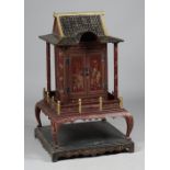 A Chinese style wooden lacquered shrine, 20th century,