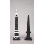 A 20th century black and white marble obelisk of sectional form, 45.