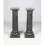 A pair of verde marble pedestals, 105cm high, (2).