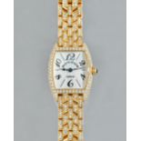 Franck Muller, a lady's diamond set Cintrée Curvex 18ct gold wristwatch, of tonneau shape,