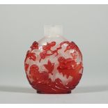 A Chinese red overlay glass snuff bottle, 19th century,