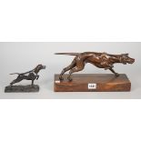 A modern composite bronze animalier sculpture depicting a Pointer on a wooden plinth, 30.
