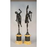 After Giambologna, a pair of late 19th century bronze figures, 'Mars' and 'Minerva',