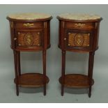 A pair of Louis XVI style bedside tables,