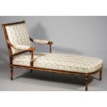 A Louis XVI style gilt-metal mounted square back day bed on tapering fluted supports,