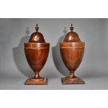 A pair of Adam Revival satinwood banded urn shaped knife boxes,